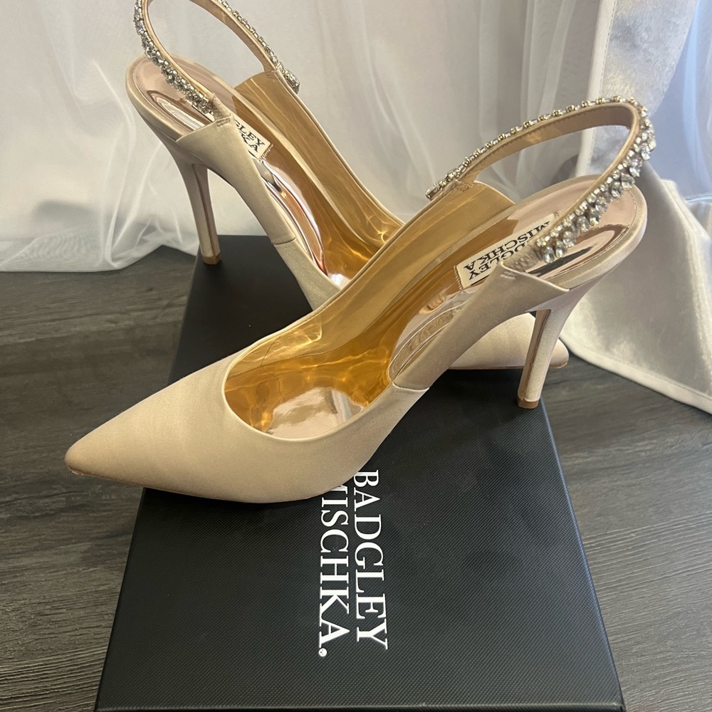 BRAND NEW Badgley Mischka pumps! Size 10, Nude/cream, jewel details!